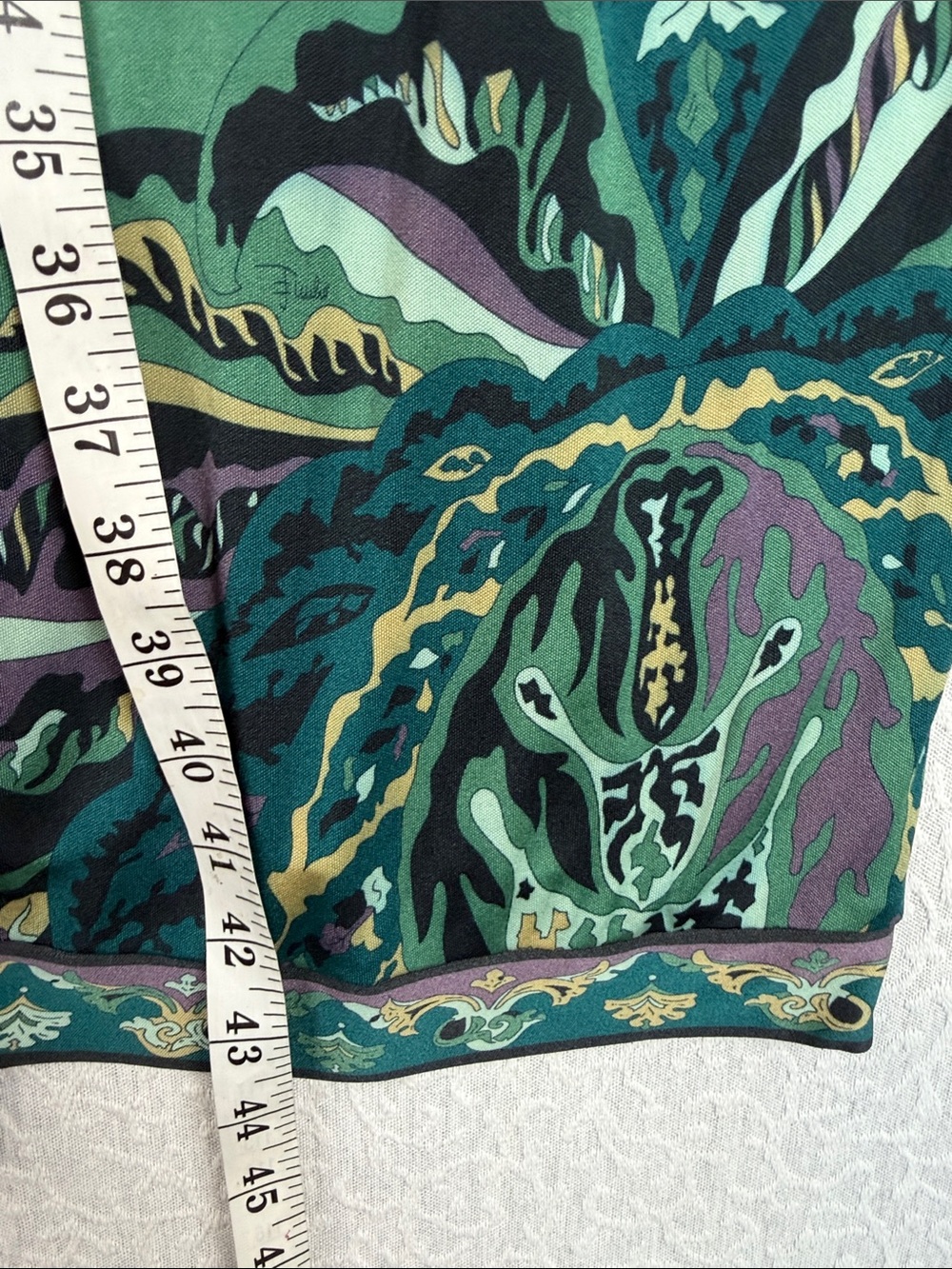 EMILIO PUCCI Dress Rayon Green Printed Long Sleeve Midi Dress Vintage Sz. 2-4 - Picture 7 of 13